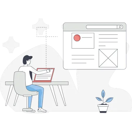 The man is making UI design  Illustration