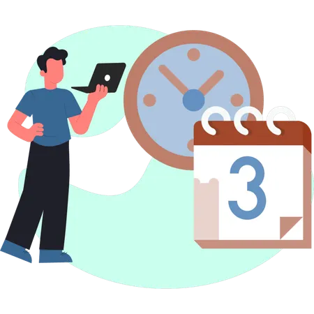 The man is management time table  Illustration