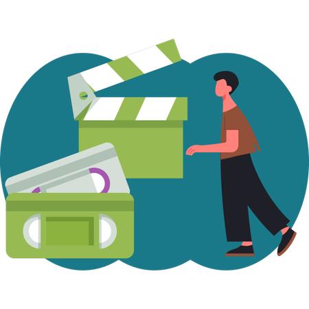 The man is pointing reel tab  Illustration