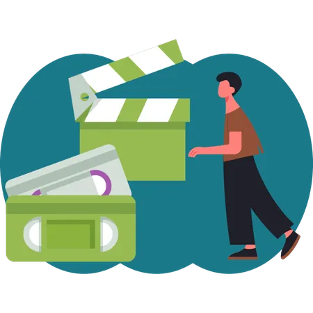 The man is pointing reel tab  Illustration