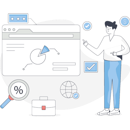 The man is pointing SEO business presenttation  Illustration
