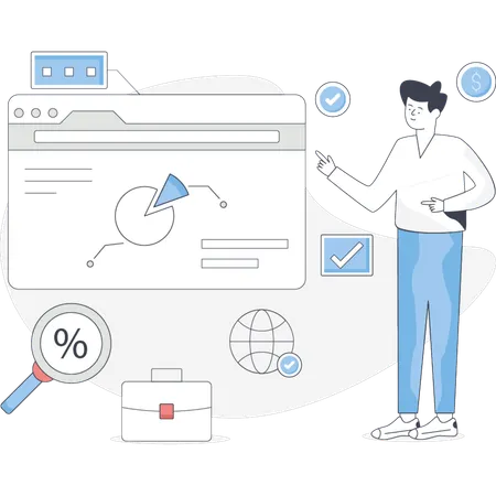 The man is pointing SEO business presenttation  Illustration