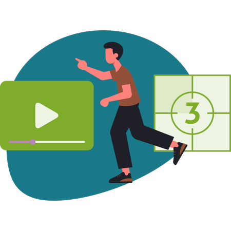 The man is pointing video maker  Illustration