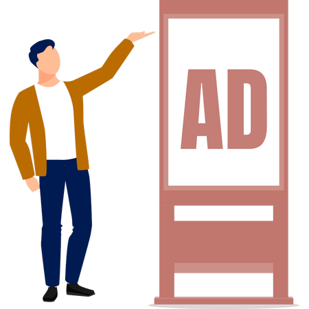 The man is presenting ad bill board  Illustration