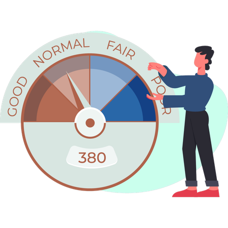 The man is presenting credit analysis  Illustration