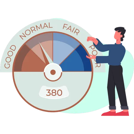 The man is presenting credit analysis  Illustration