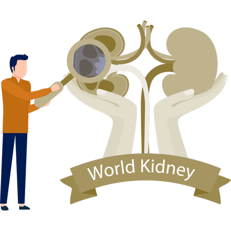 The man is research on world kidney presentation  Illustration