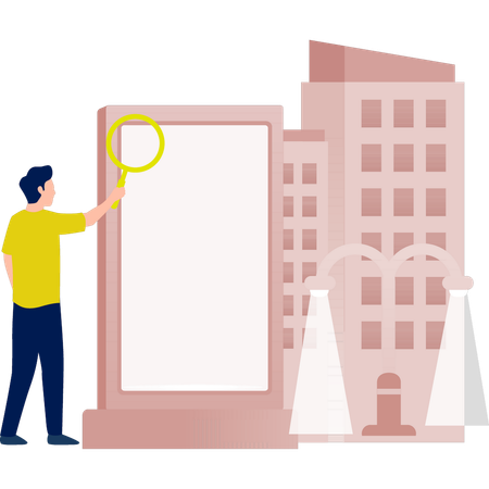 The man is searching bill board pitcher  Illustration