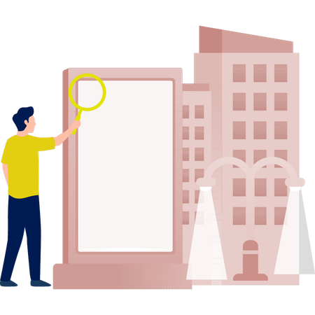 The man is searching bill board pitcher  Illustration