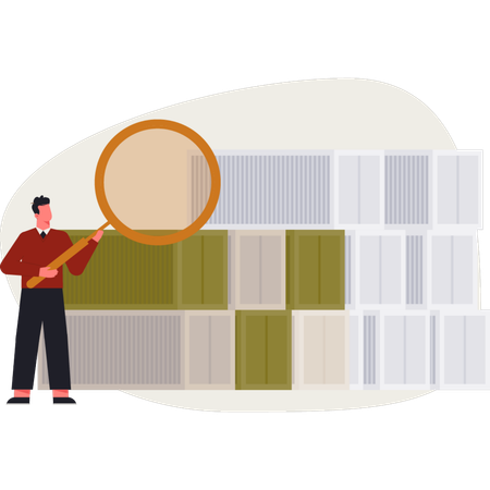 The man is searching export cantaner  Illustration