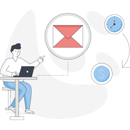 The man is sending mail  Illustration