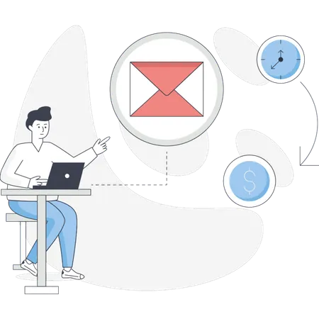 The man is sending mail  Illustration