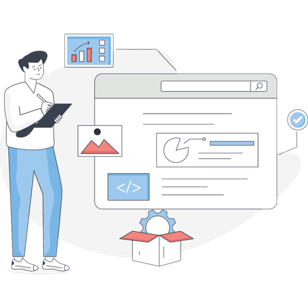 The man is setting SEO package  Illustration