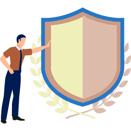 The man is showing protection shield  Illustration