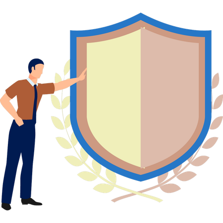 The man is showing protection shield  Illustration