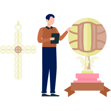 The man is showing trophy generic  Illustration