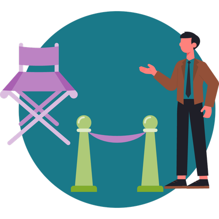 The man is standing in cinema  Illustration