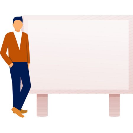 The man is standing near black board  Illustration