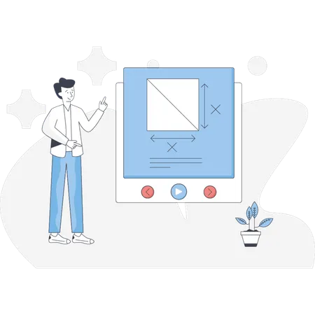 The man is telling about digital learning  Illustration