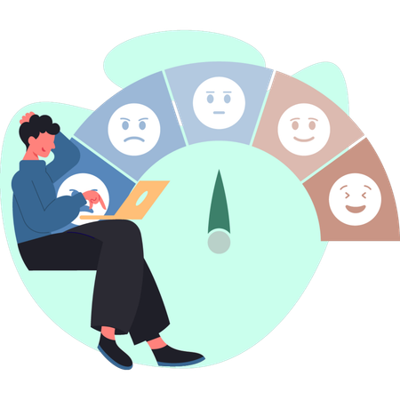 The man is thinking about credit rating  Illustration
