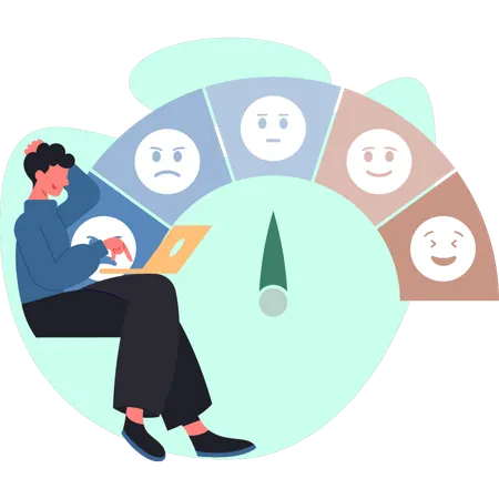 The man is thinking about credit rating  Illustration