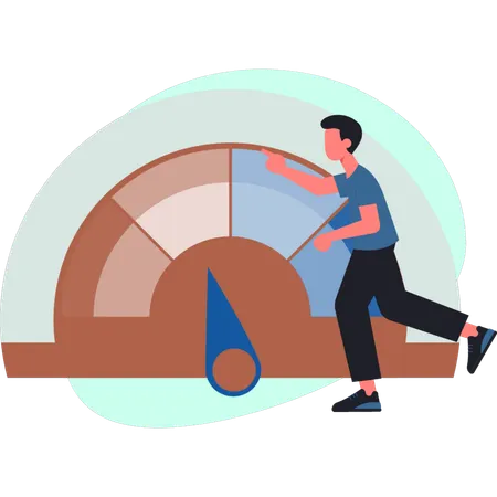 The man is walking near speed mater  Illustration