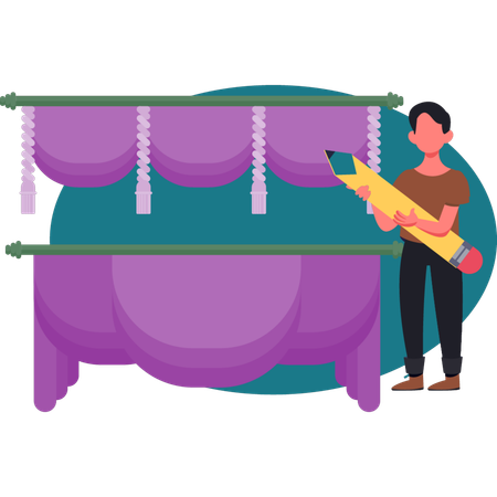 The man is working on theater stage  Illustration