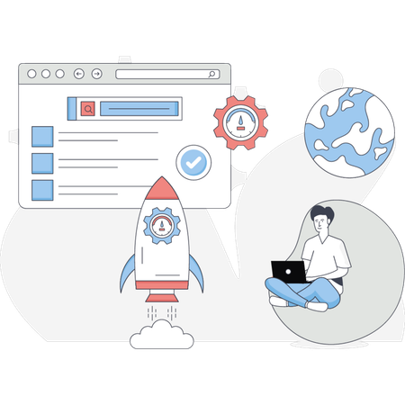 The man is works on web performance  Illustration