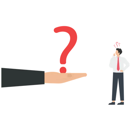 The manager gives a question mark to a businessman  Illustration