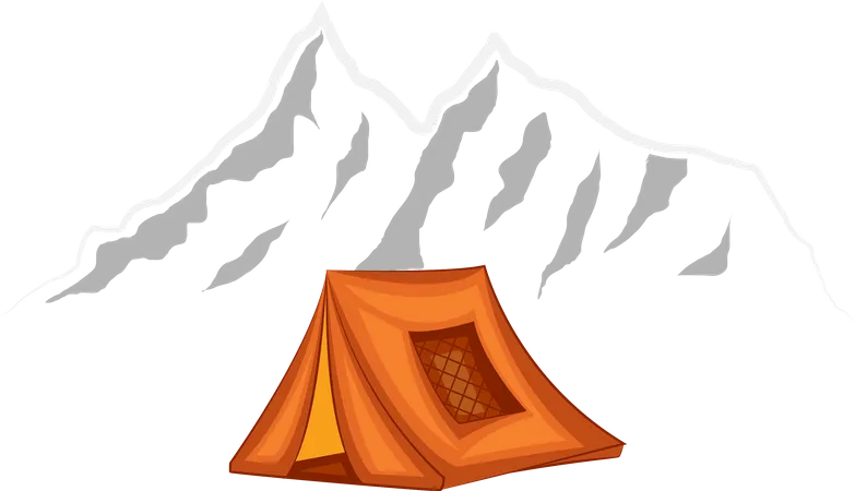 The Mountain Camping Retro Design Landscape Illustration