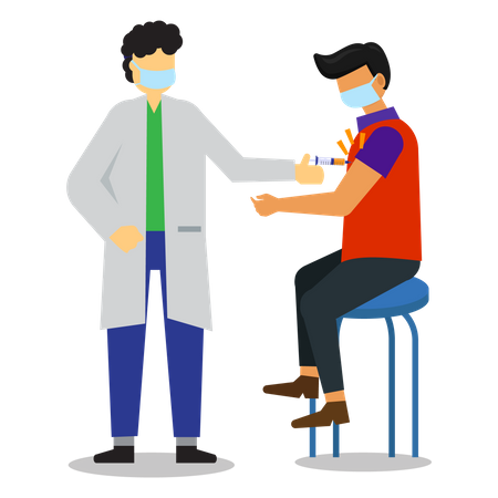 The patient is being injected with the corona vaccine Illustration