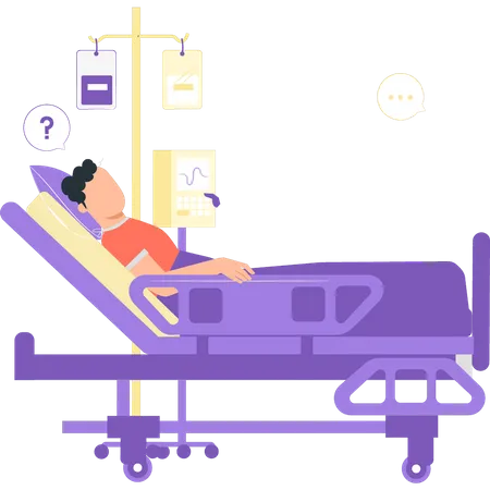 The patient is in a hospital bed  Illustration
