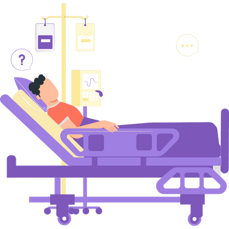 The patient is in a hospital bed  Illustration