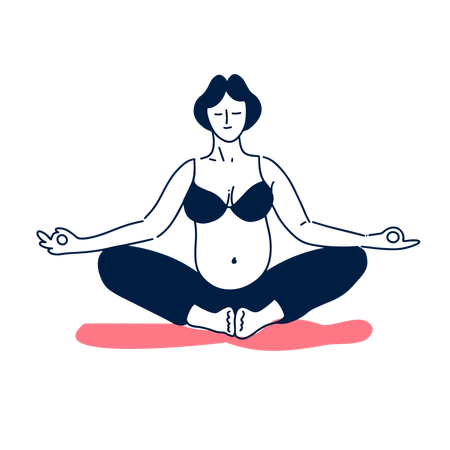 The Pregnant Woman sits in the Lotus Position  Illustration