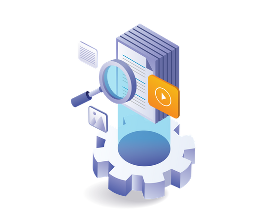 The process of searching for new data information  Illustration