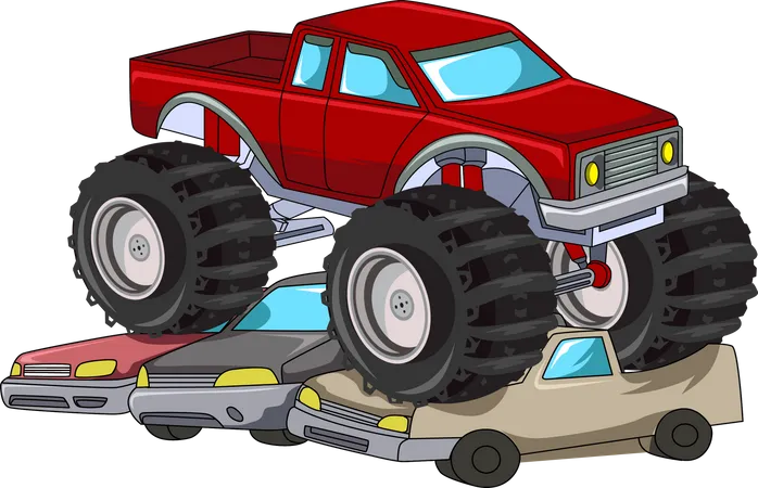 The Red Monster Truck Vector Illustration Illustration