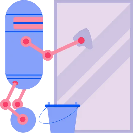 The robot is cleaning the mirror Illustration