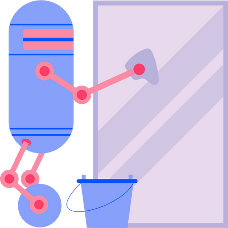 The robot is cleaning the mirror  イラスト