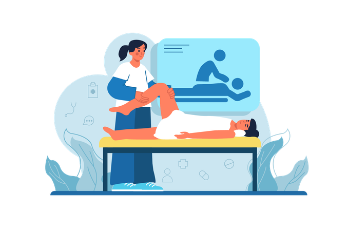 The specialist massages the patient to reduce joint pain  Illustration