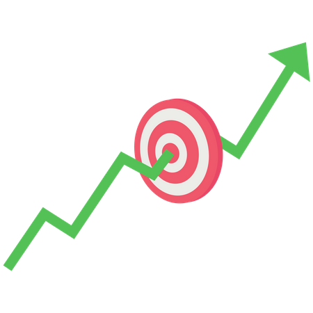 The stock market graph hit the target  Illustration