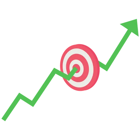 The stock market graph hit the target  Illustration