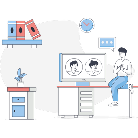 The teacher arranging online class  Illustration