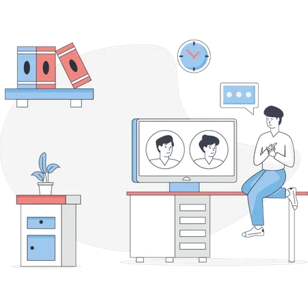 The teacher arranging online class  Illustration