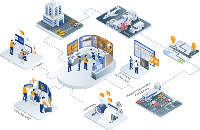 The team works at the driver's radar control center  Illustration