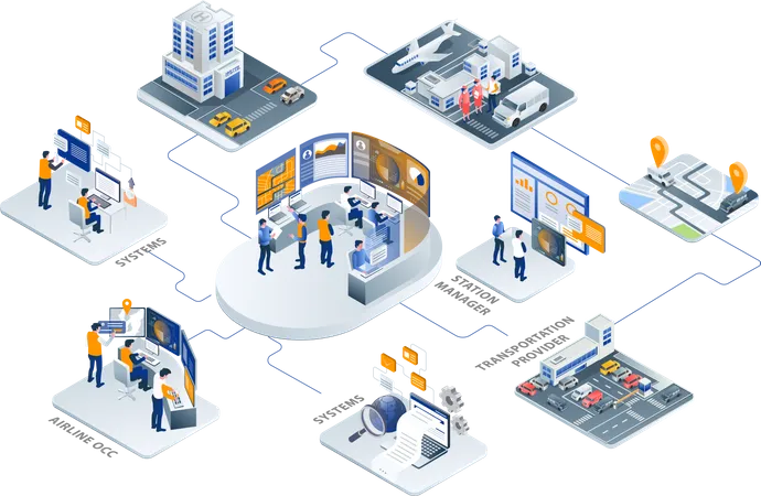 The team works at the driver's radar control center  Illustration