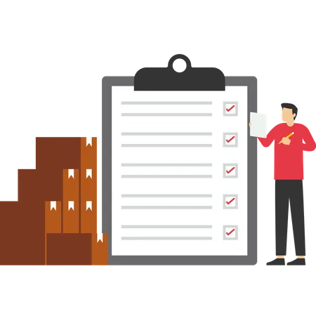 The Warehouse Manager Maintains Shipment Records Inventory Accuracy Control Goods In And Out Of The Warehouse Ensure Goods Quality Control Flat Vector Illustration On A White Background Illustration