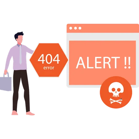 The webpage has a 404 error  Illustration