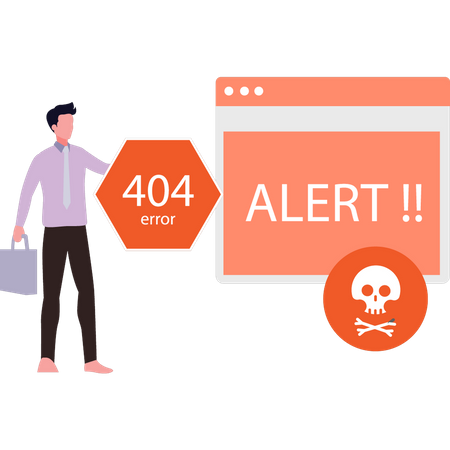 The webpage has a 404 error  Illustration