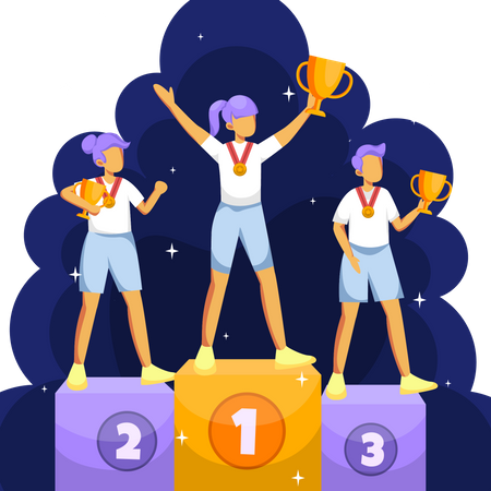 The winning team received the gold medal and the honor trophy  Illustration