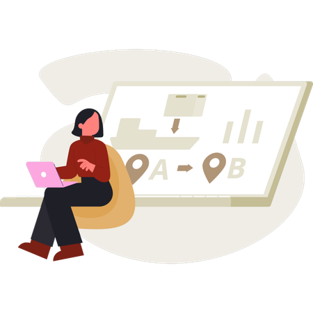 The woman is deliver parcel on location  Illustration